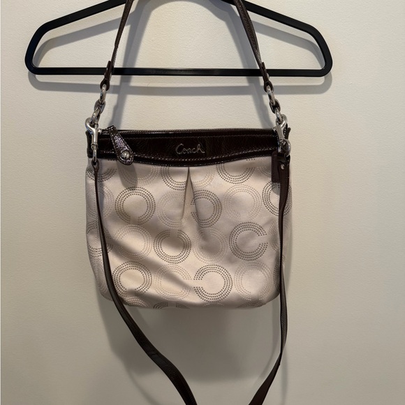 Coach Cream and Dark Brown Crossbody Bag - Picture 2 of 7